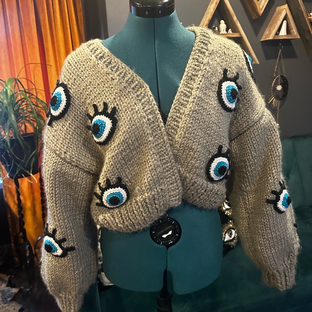 Cropped Wacky Eye Sweater